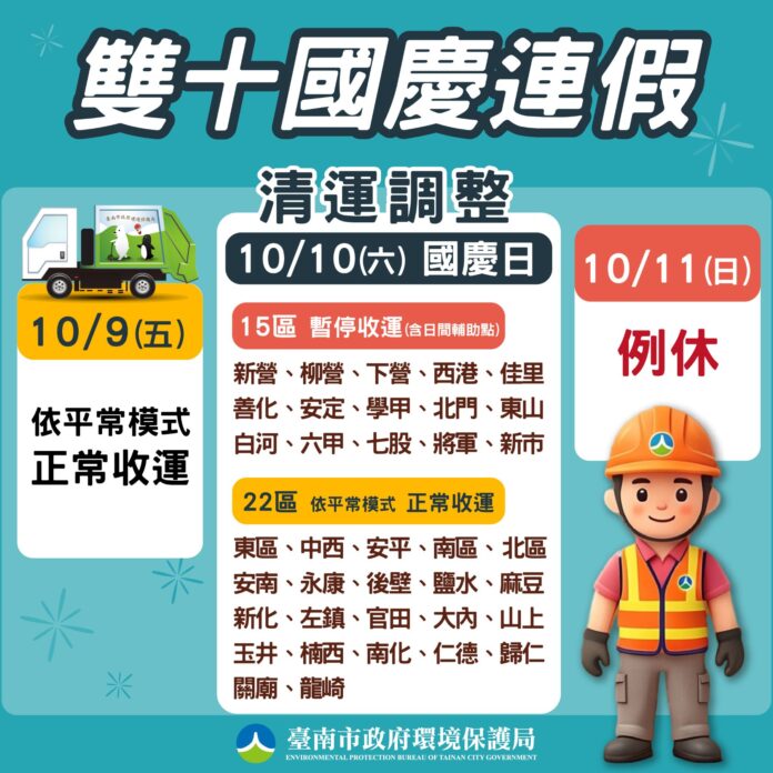 115 雙十國慶清運調整